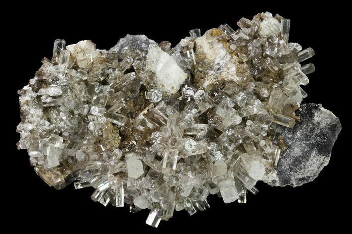 Transparent Columnar Calcite Crystal Cluster on Quartz - China #164007